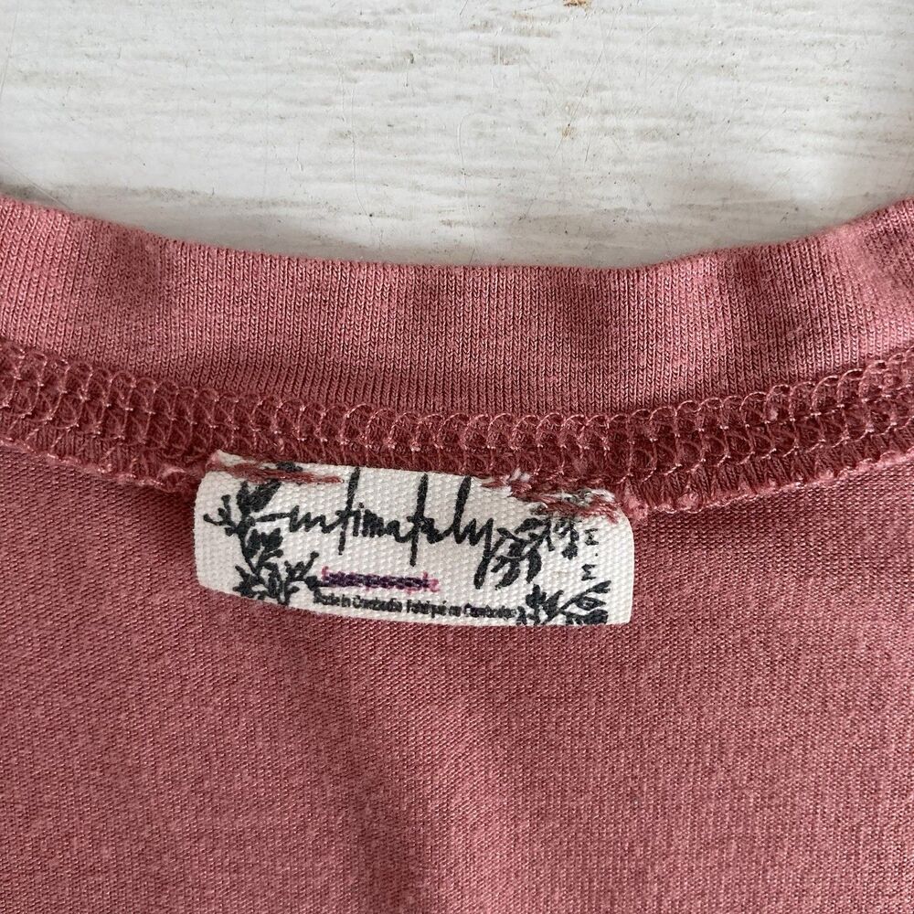 Free People Intimately Pink Scoop Neck Long Sleeve Top Medium Y2K Style Stretch - Picture 6 of 6